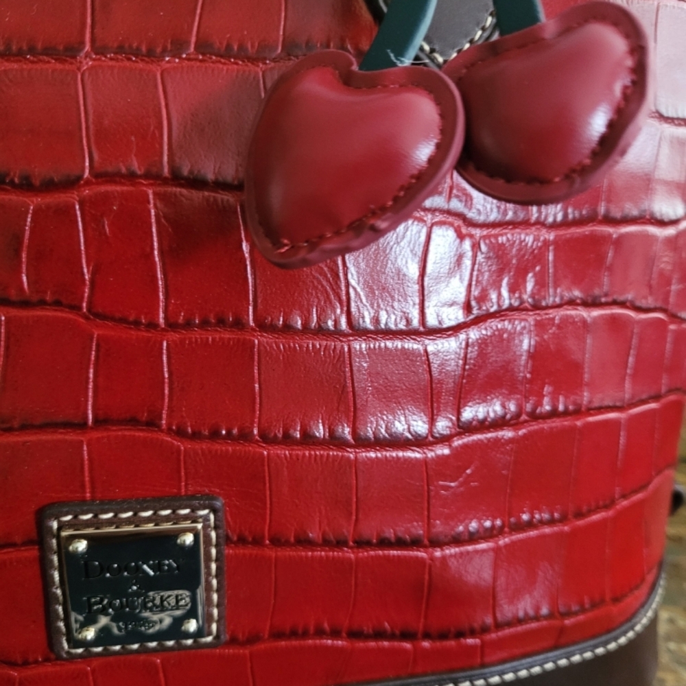 Dooney & Bourke Red Croc-Embossed Leather Satchel - Picture 9 of 11